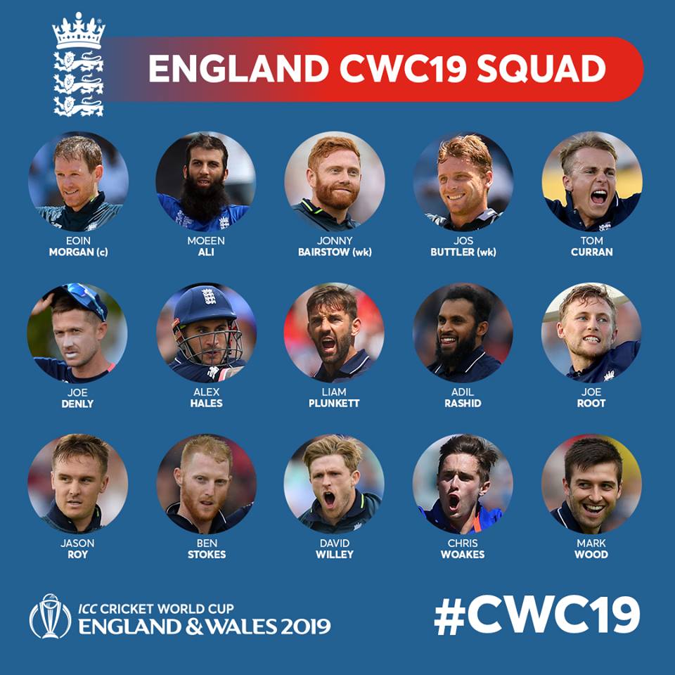 England World Cup 19 Squad