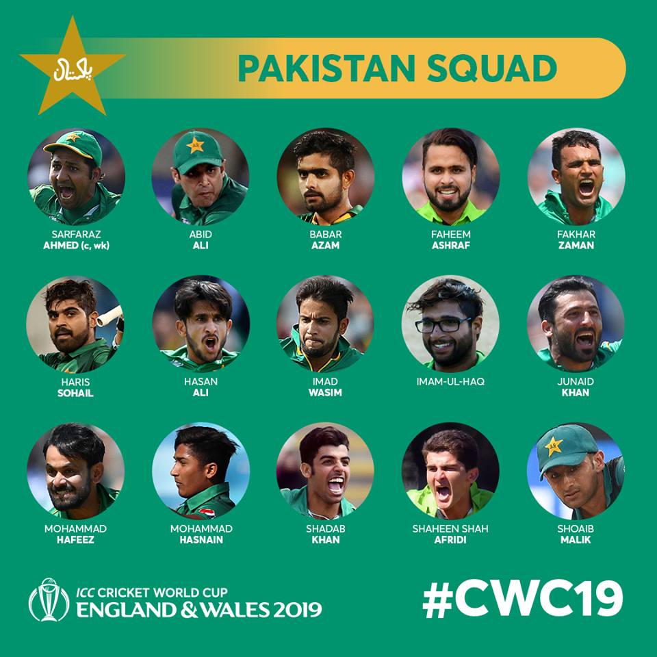 Pakistan World Cup 19 Squad