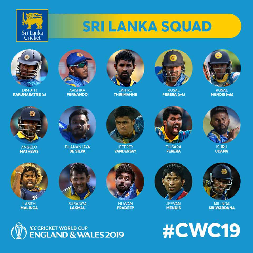 Sril Lanka World Cup 19 Squad